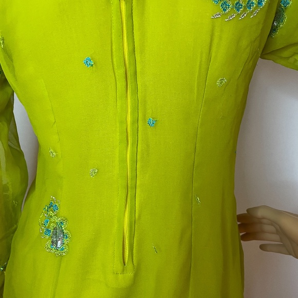Handmade eastern lime green sheer vintage tunic! - Picture 11 of 13